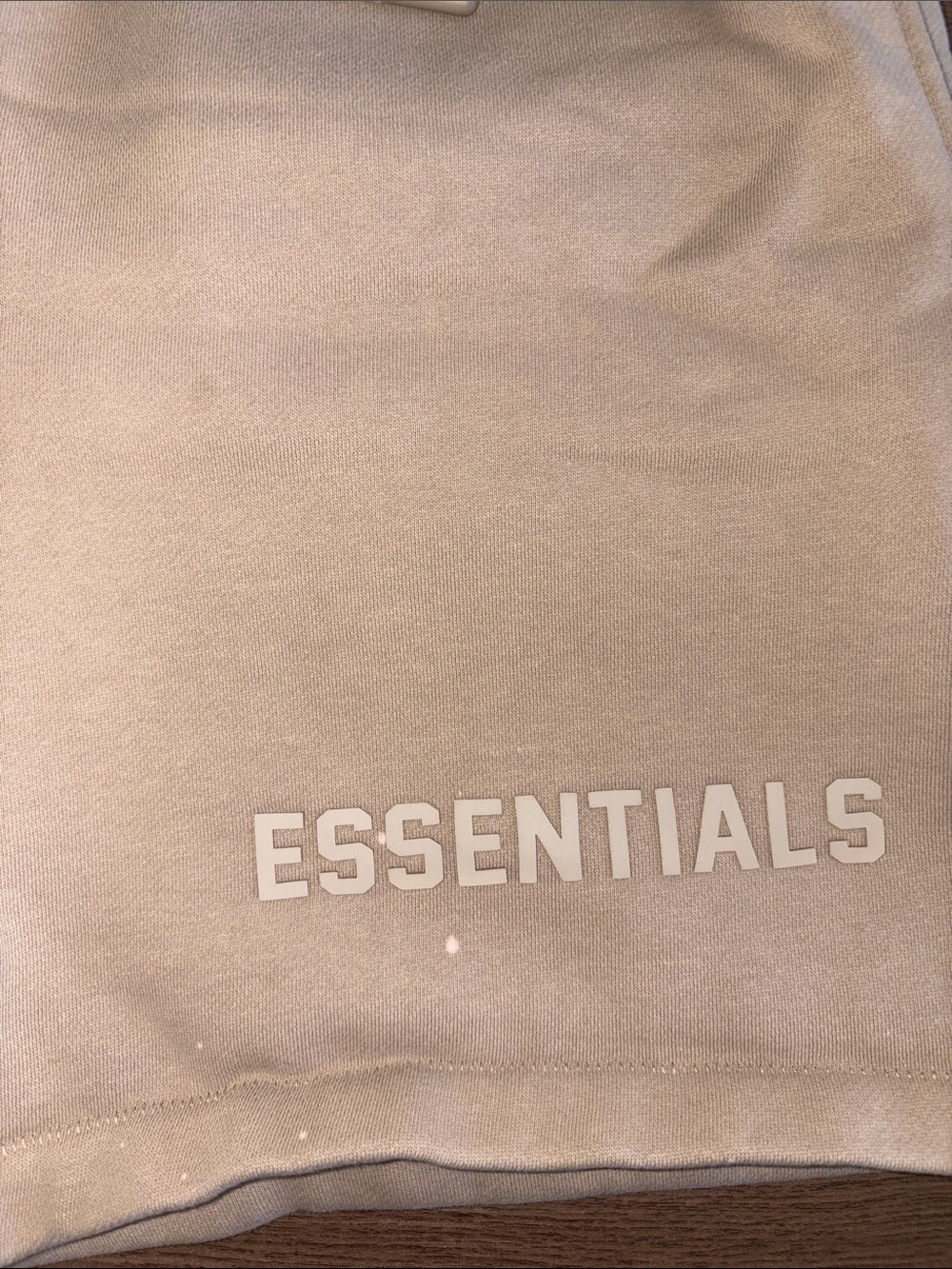 Essentials Cream Sweat Shorts with Drawstring - Picture 2 of 5